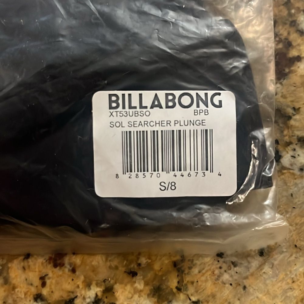 Billabong Sol Searcher Plunge Bikini Top Size S Black Solid - Picture 6 of 6